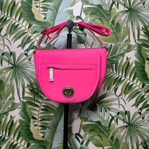 Lilly Pulitzer Aura Pink GWP NEOPRENE CROSSBODY BAG Adjustable Logo Strap NWT